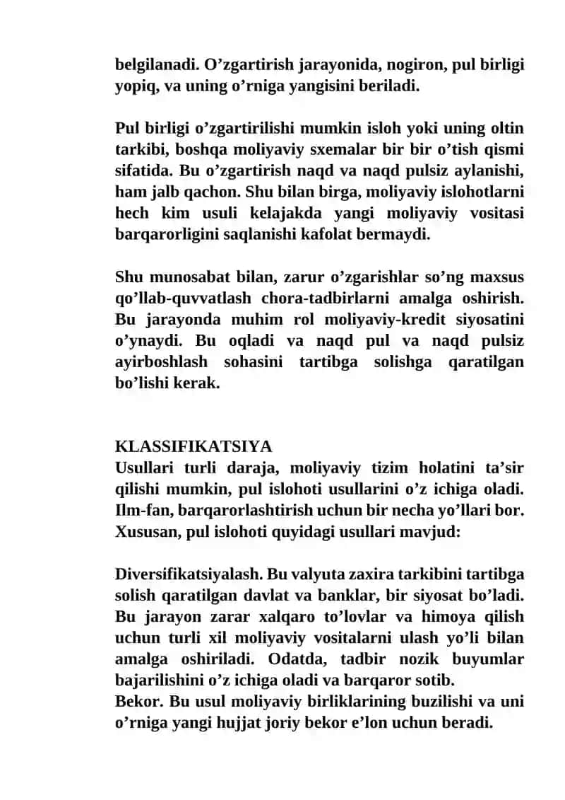 Pul islohotlari va ularni amalga oshirish shart-sharoitlari 4