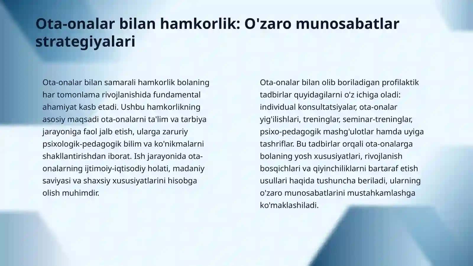 Ota ona va o'qituvchilar bilan olib boriladigan korreksion profilaktik ishlar 4