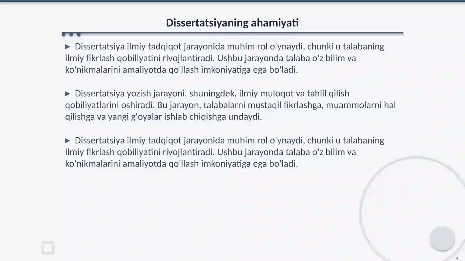 Magistirlik dissertatsiyasining tushunchasi va tuzilishi 4