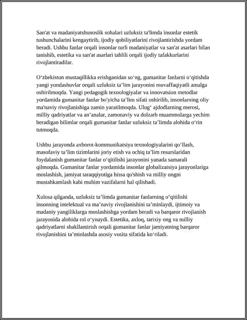 UZLIKSIZ TA'LIMDA GUMANITAR FANLARNI OʻQITISH TENDENSIYALARINI OʻRGANISH VA KONSPEKT QILISH 4