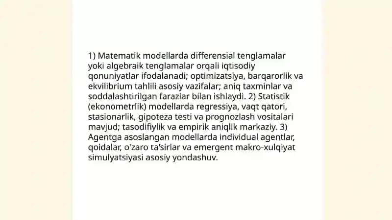Iqtisodiy modellashtirish va uning ahamiyati 4