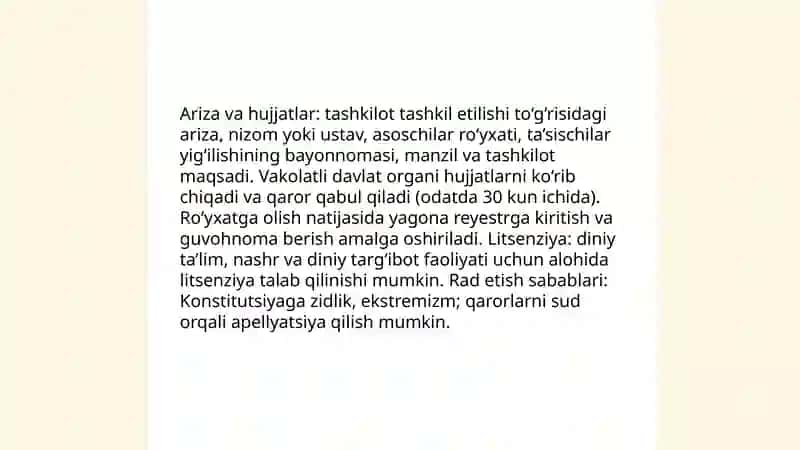 Oʻzbekiston faoliyat yurituvchi diniy tashkilotlar 4