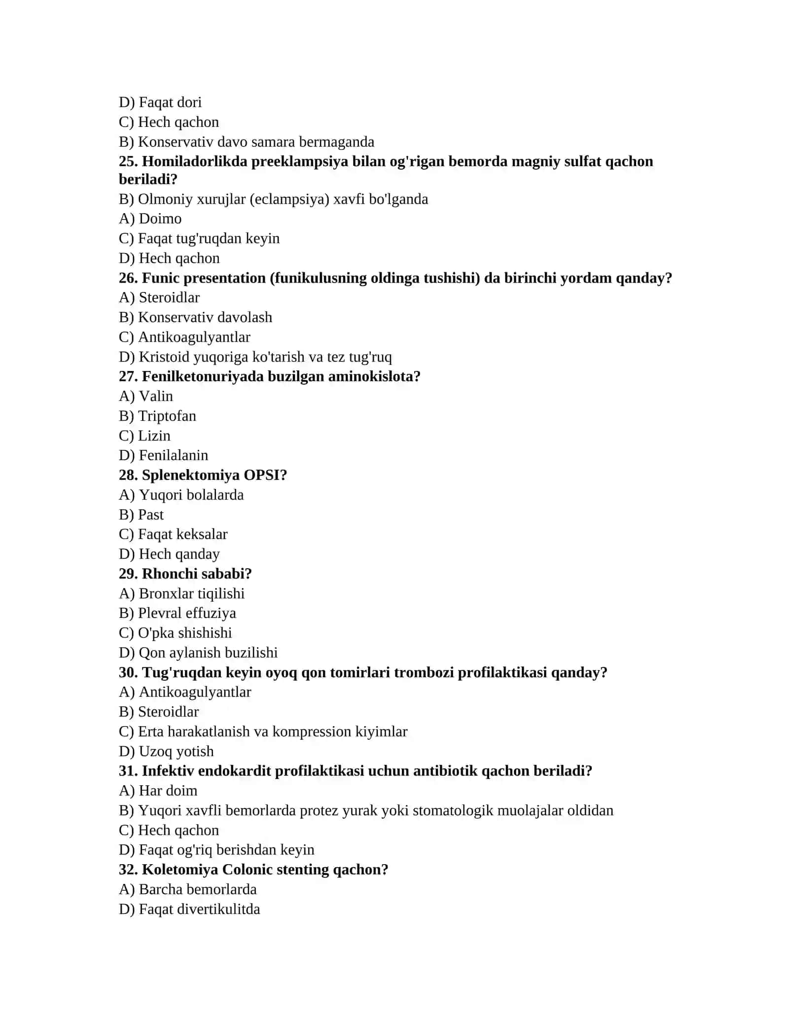 Anesteziolog testlari 4