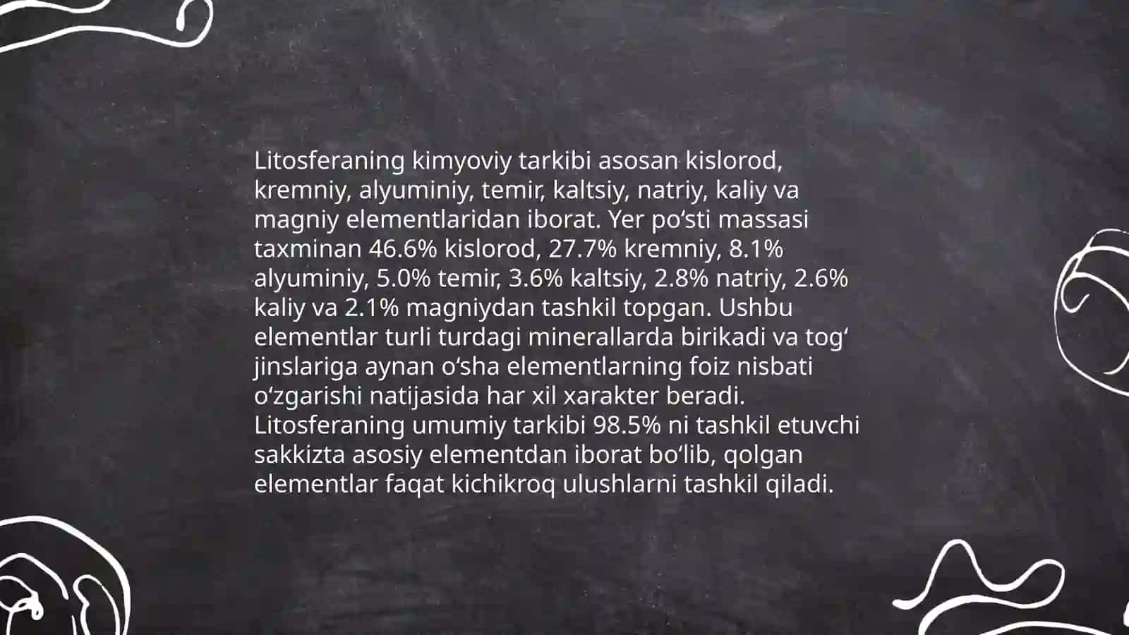 Yerning paydo boʻlishi tuzilishi va kimyoviy tarkibi Litosfera 4