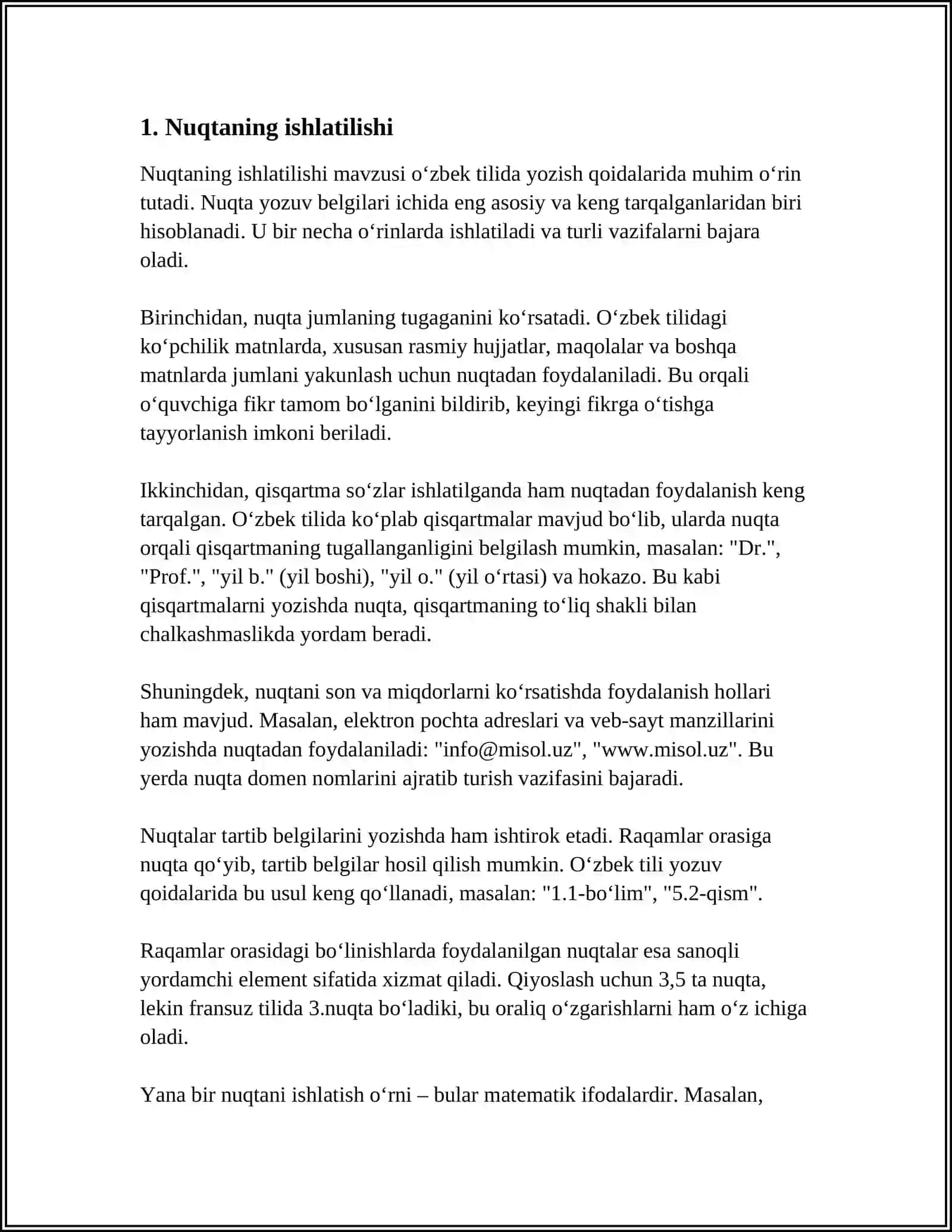 1-4-SINF DARSLIKLARIDAGI TINISH BELGILARINING ISHLATILISHIGA OID MASHIQLARNI TAHLIL QILISH 4
