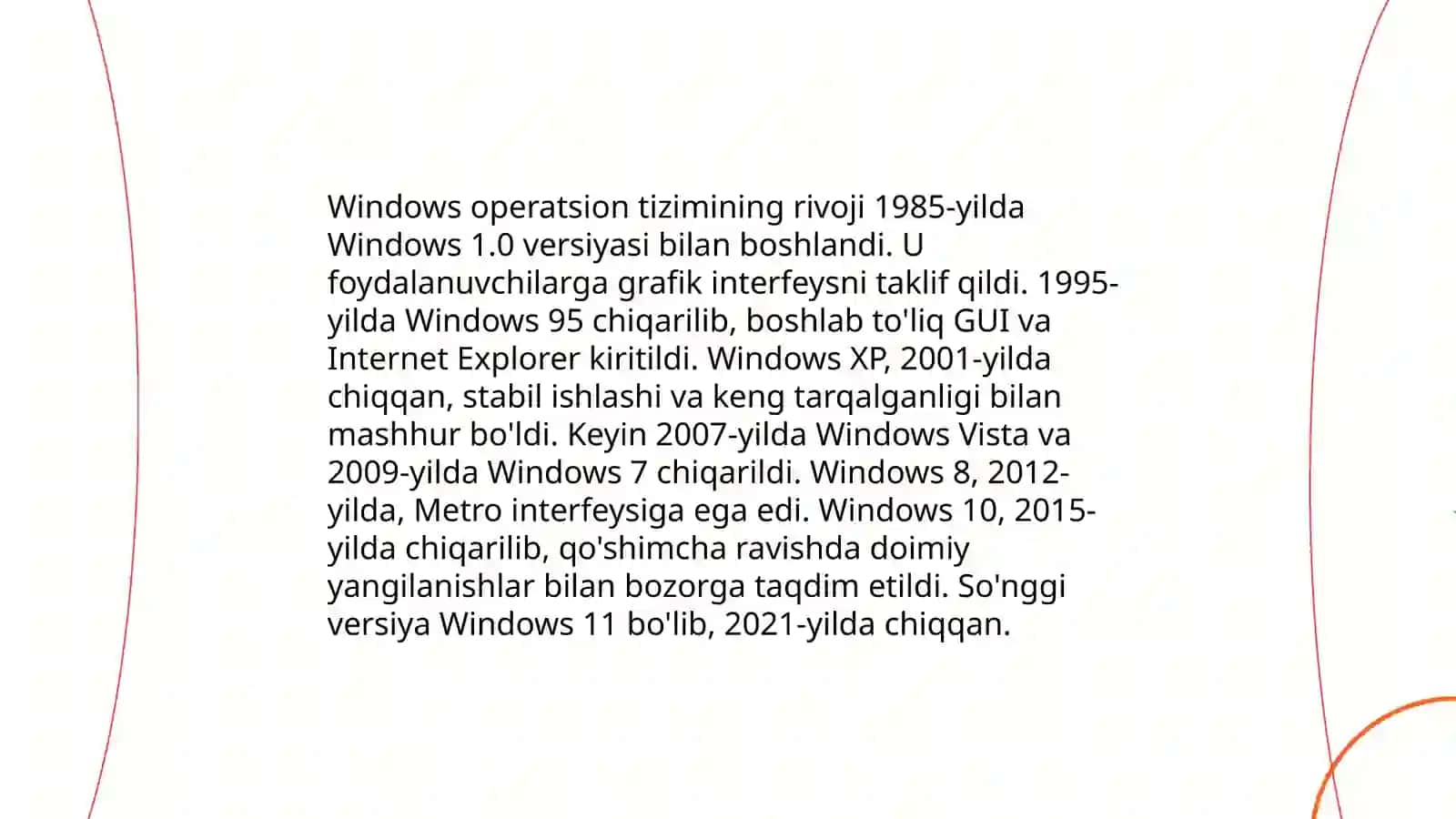 Windows operatsion tizimini tarixi va unda ishlash asoslari 4