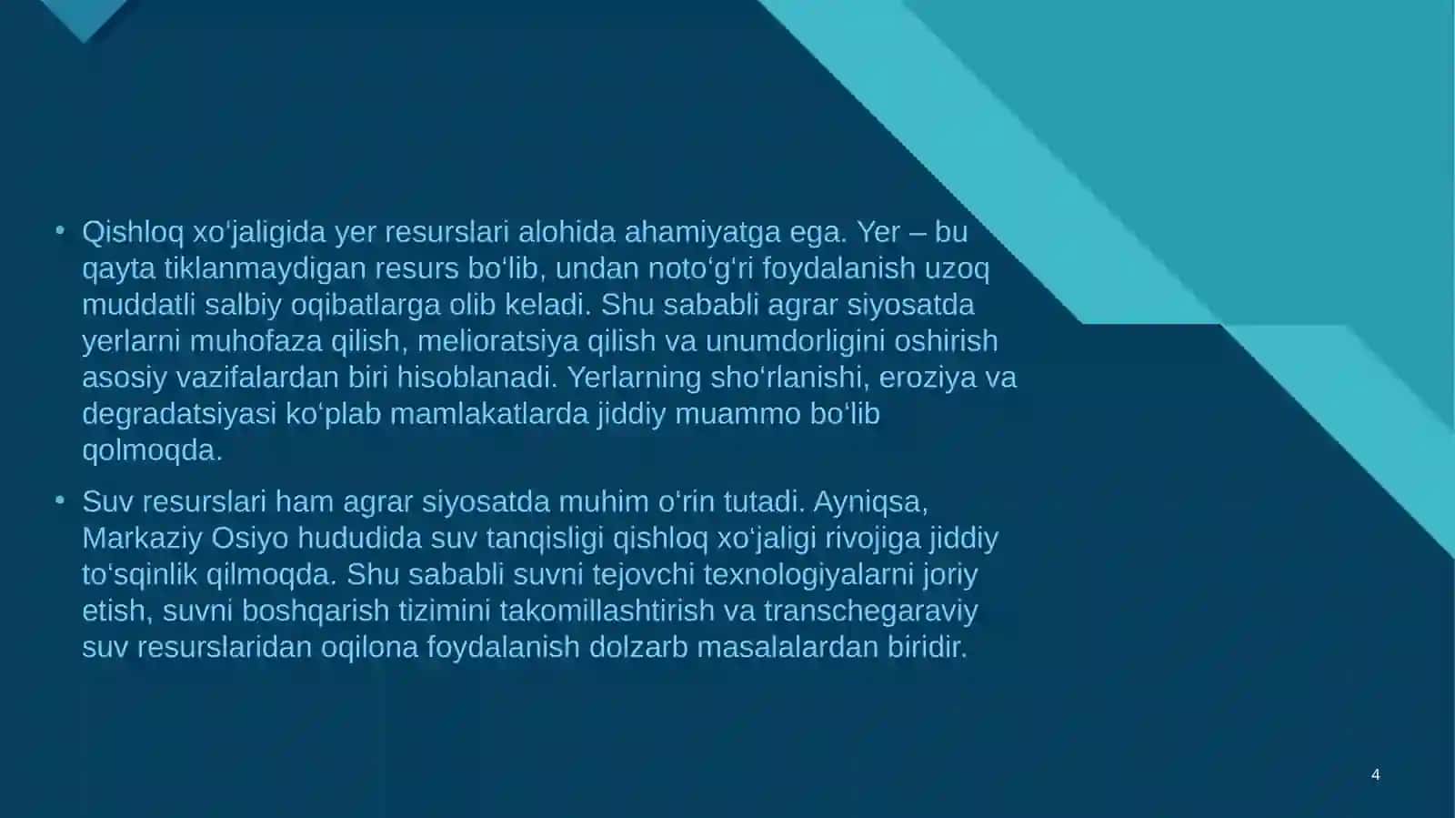 Agrar siyosat, oziq-ovqat ta’minoti va xavfsizligi muammolari 4