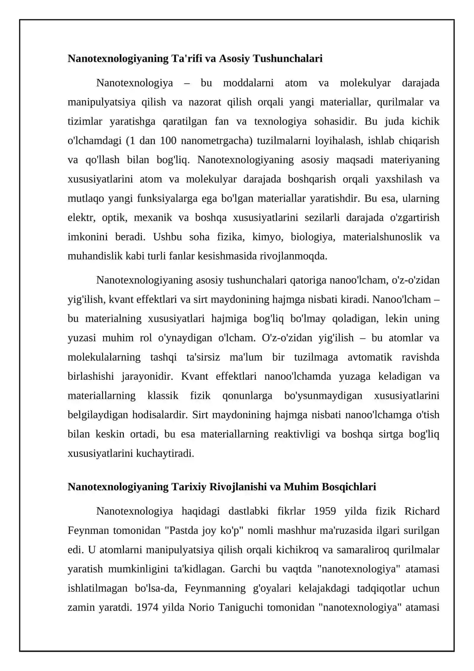 Nanotexnologiyalar: Ta'rif, Asosiy Tushunchalar va Tarix 4