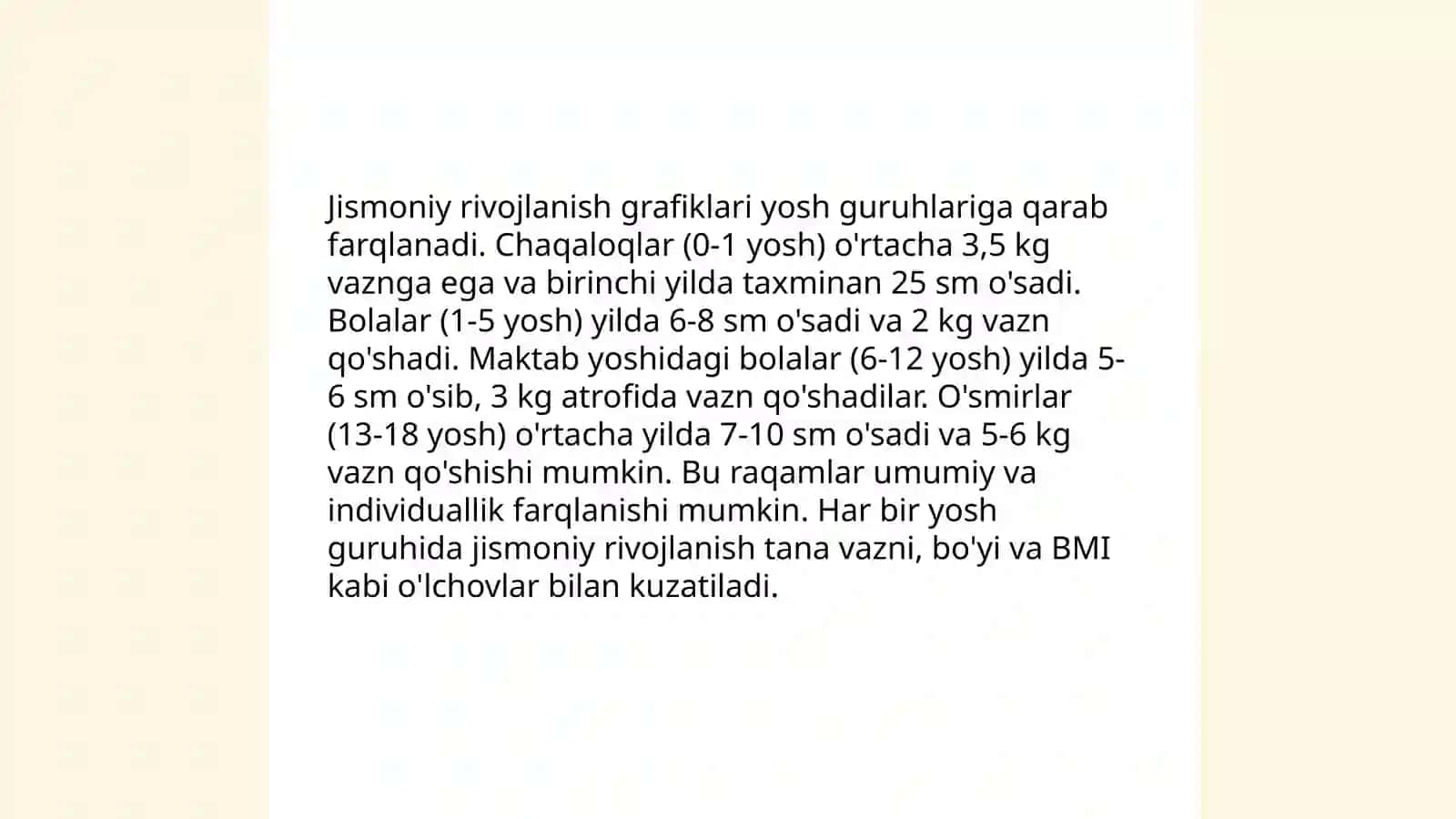 Jismoniy rivojlanish standartlari va grafikalari 4