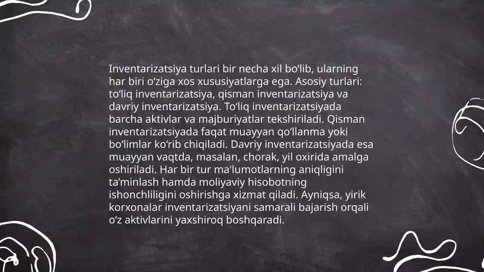 Inventarizatsiya va uning natijasini rasmiylashtirish 4