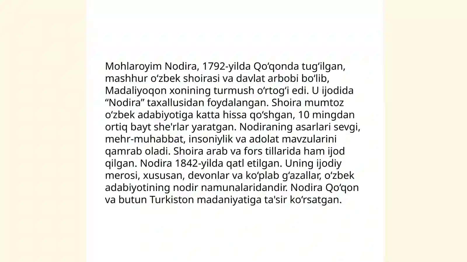 Jahonotin Uvaysiy va Mohlaroyim Nodira ijodi,hayoti va she'riyati 4