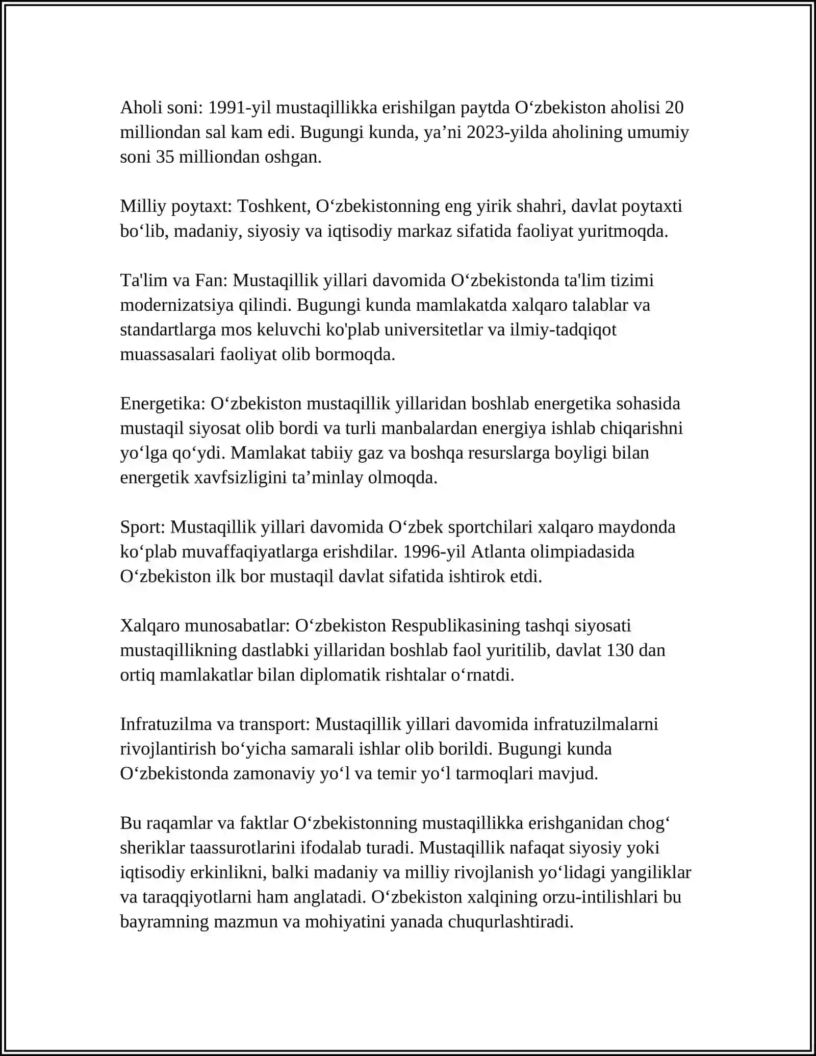 MUSTAQIL ŐZBEKISTO 4