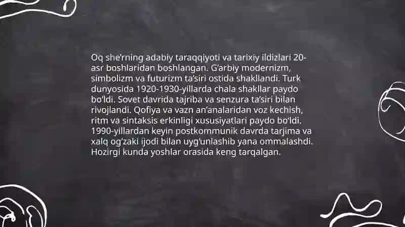 Oq she’r: taʼrif va asosiy xususiyatlari 4