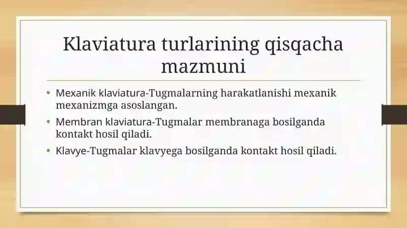 Klaviatura haqida tushuncha. 4