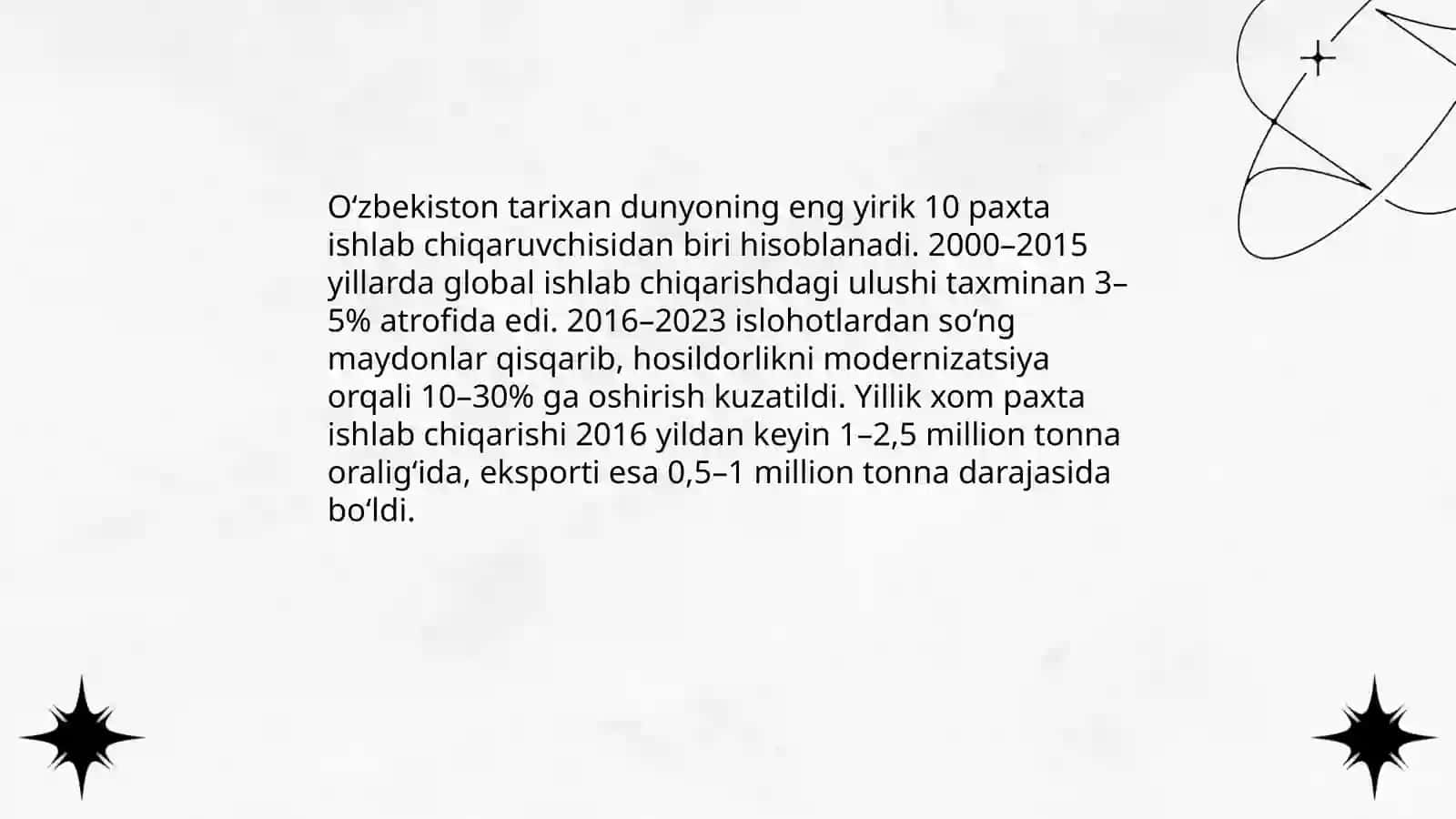 Jahon paxta bozori va unda O'zbekistonning tutgan o'rni 4