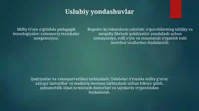 Milliy GʻOya Va MaʼNaviyat Asoslari Darslarini Olib Borishda Zamonaviy Pedagogik Texnalogiyalarni QoʻLlashga QoʻYiladigan Talablar 4