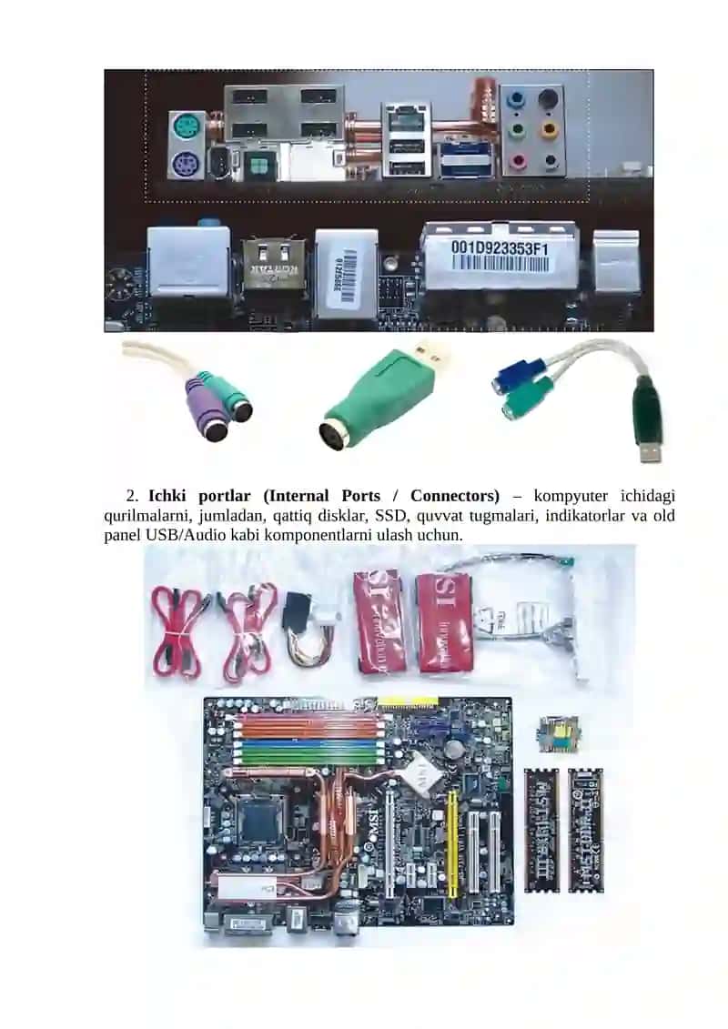 Anakart (Motherboard) da joylashgan PORTlar 4