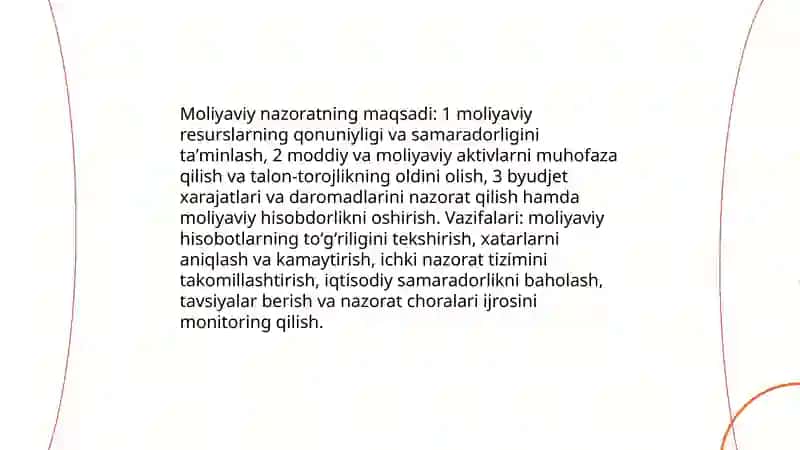 Moliyaviy nazorat tushunchasi va turlari 4