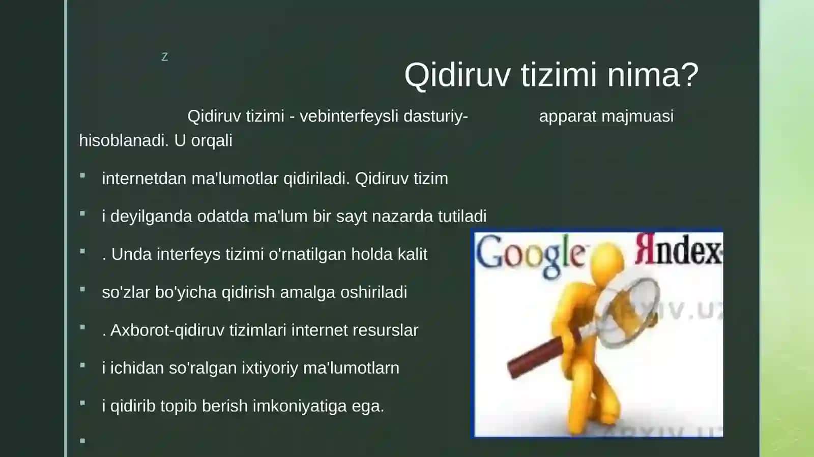 Qidiruv tizimlari.qidiruv turlari 4