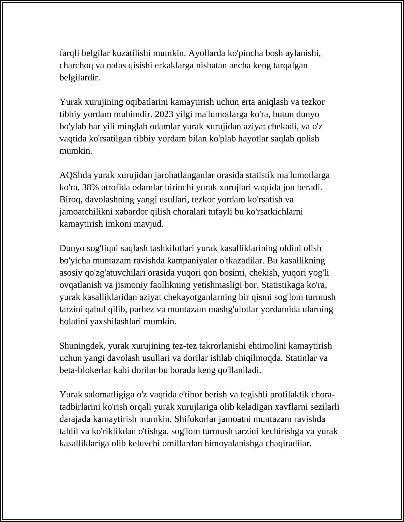 O'TKIR YURAK YETISHMOVCHILIGIDA BIRINCHI YORDAM 4