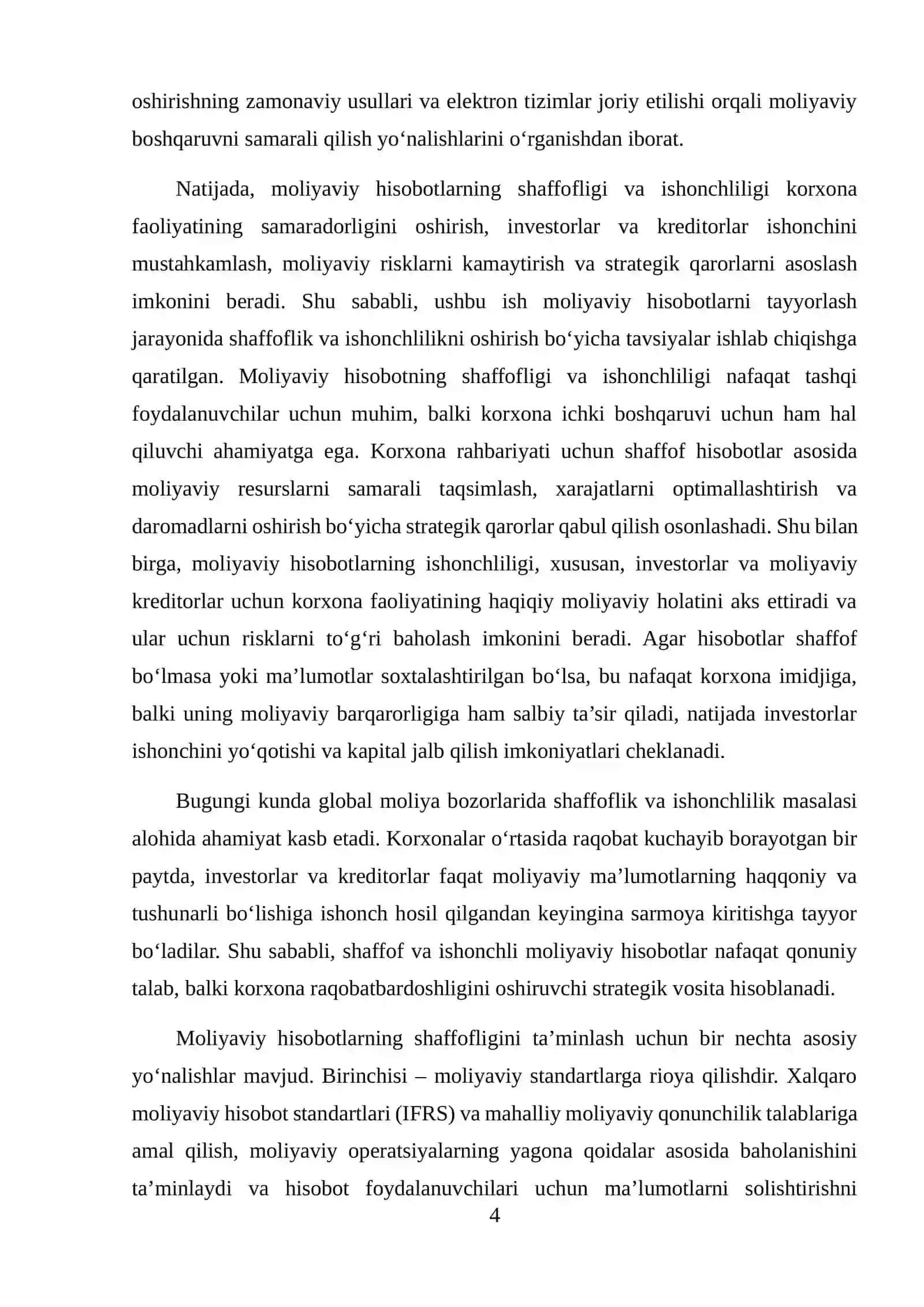 MOLIYAVIY HISOBOTNI TAYYORLASHDA SHAFFOFLIK VA ISHONCHLILIKNI OSHIRISH YO‘NALISHLARI 4