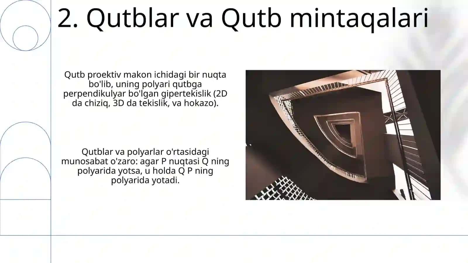 Affin va yevklid geometriyasining proektiv sxemasi 4