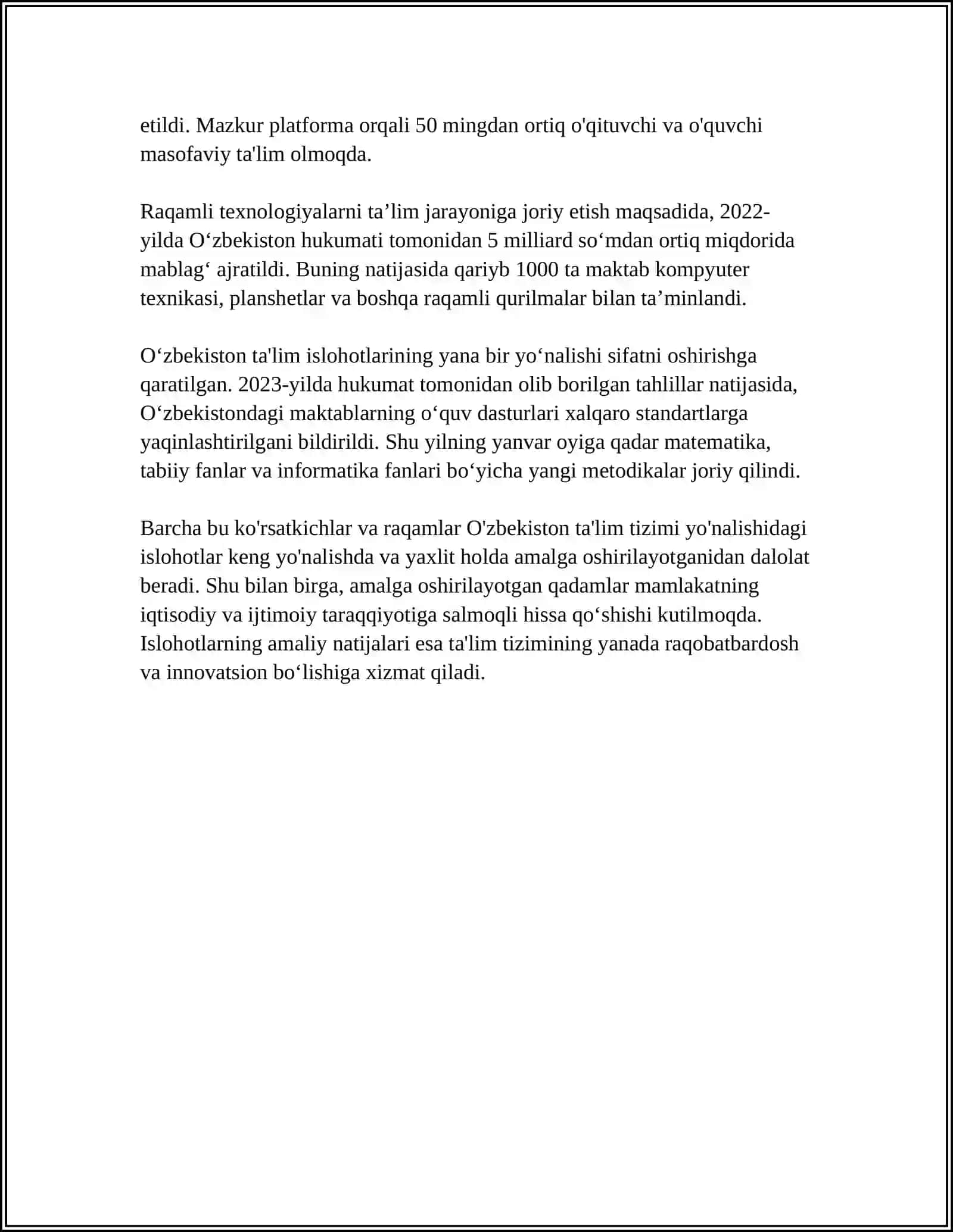 OʻZBEKISTON RESPUBLIKASIDA IJTIMOIY SOHADA AMALGA OSHIRILAYOTGAN ISLOHOTLAR 4