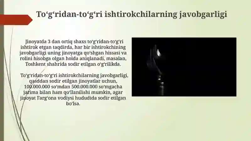 Jinoyat ishtirokchilarining javobgarligi asoslari va doirasi 4