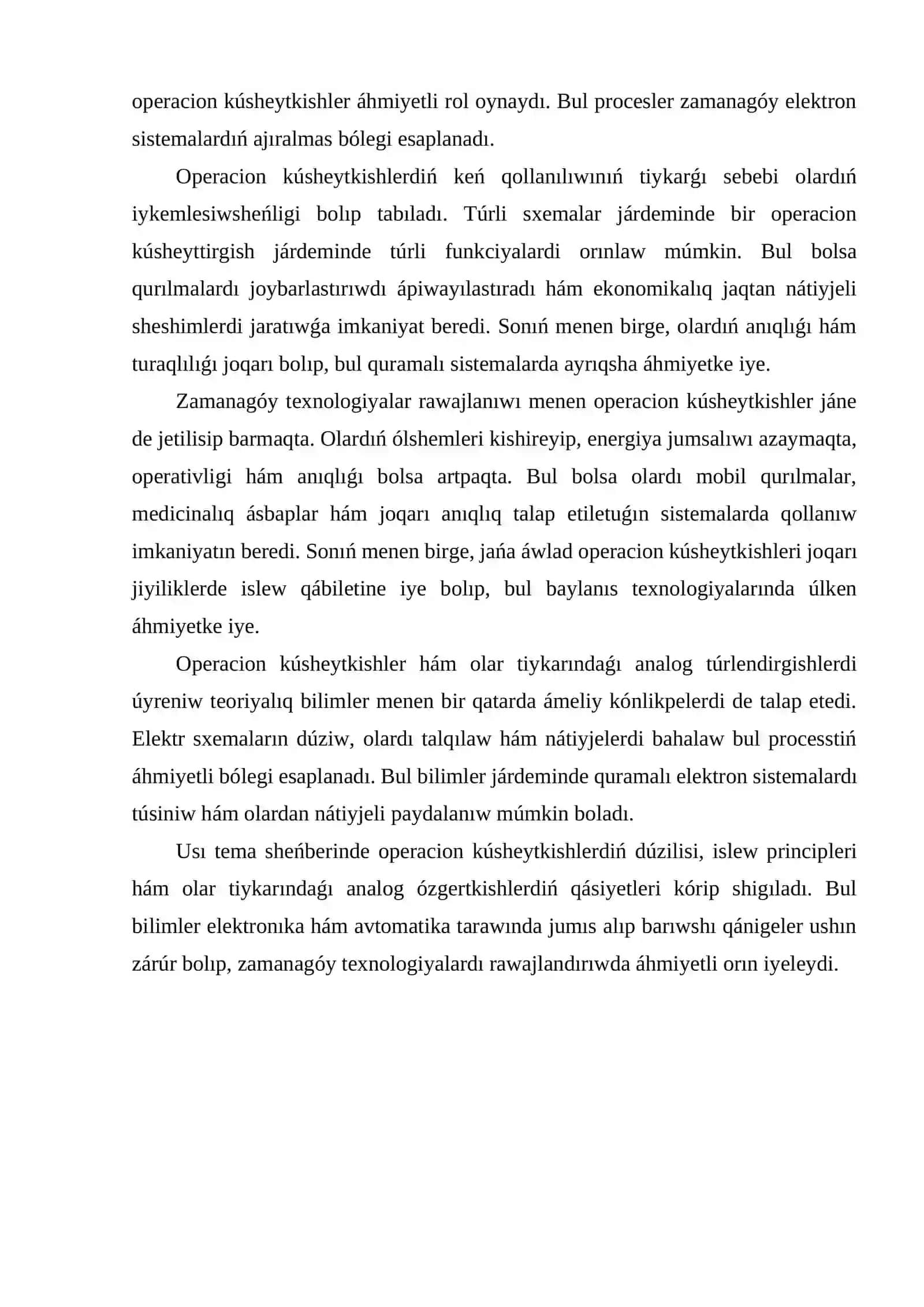 Operacion kúsheytkishler hám olar tiykarındaǵı analog ózgertkishler 4