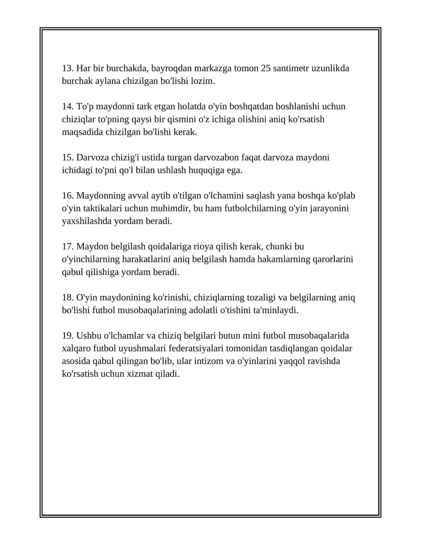 MINI FUTBOL OʻYIN QOIDALARI 4