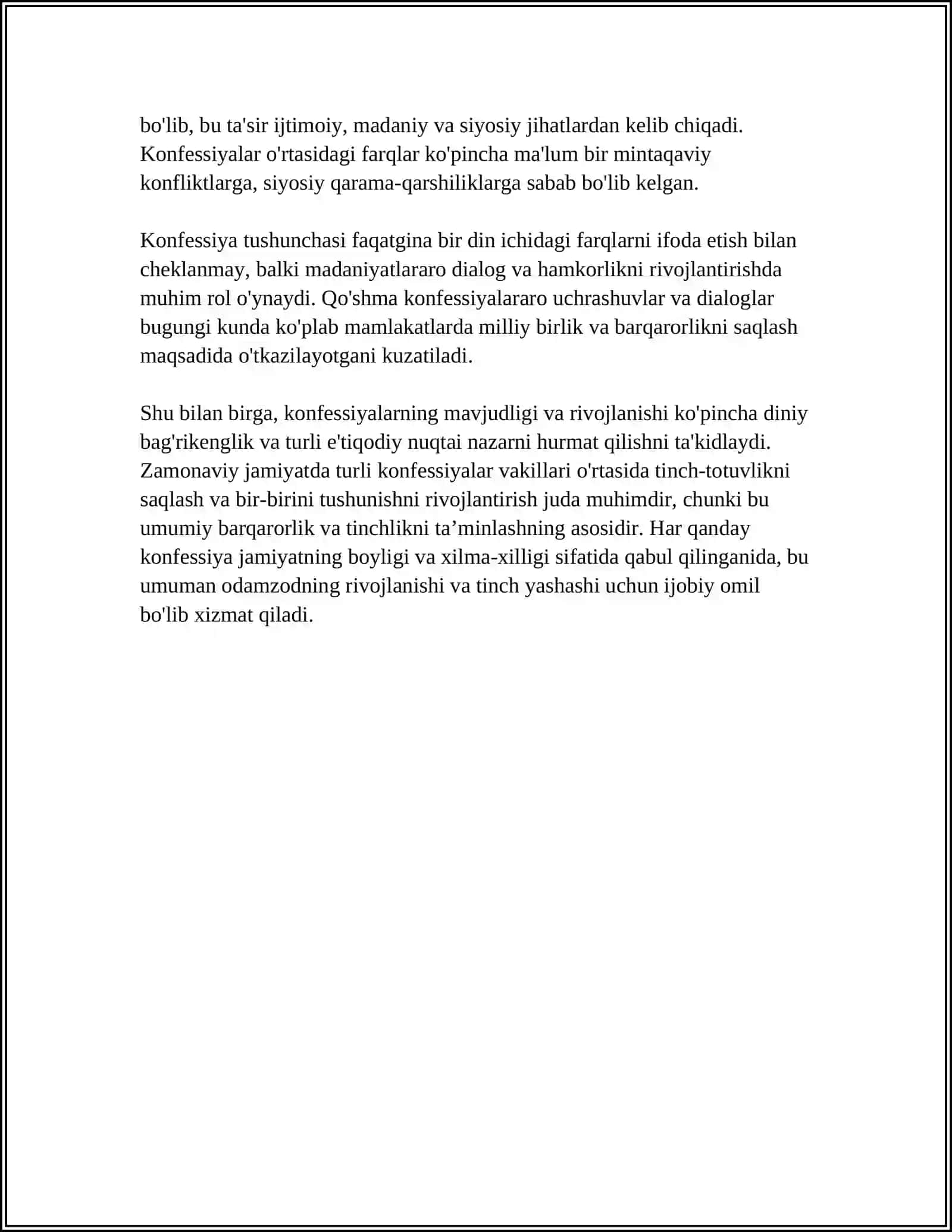 KONFESSIYA TUSHUNCHASINING MOHIYATI VA O'ZBEKISTONDA FAOLIYAT YURITUVCHI DINIY KONFESSIYALARNING TASNIFI 4