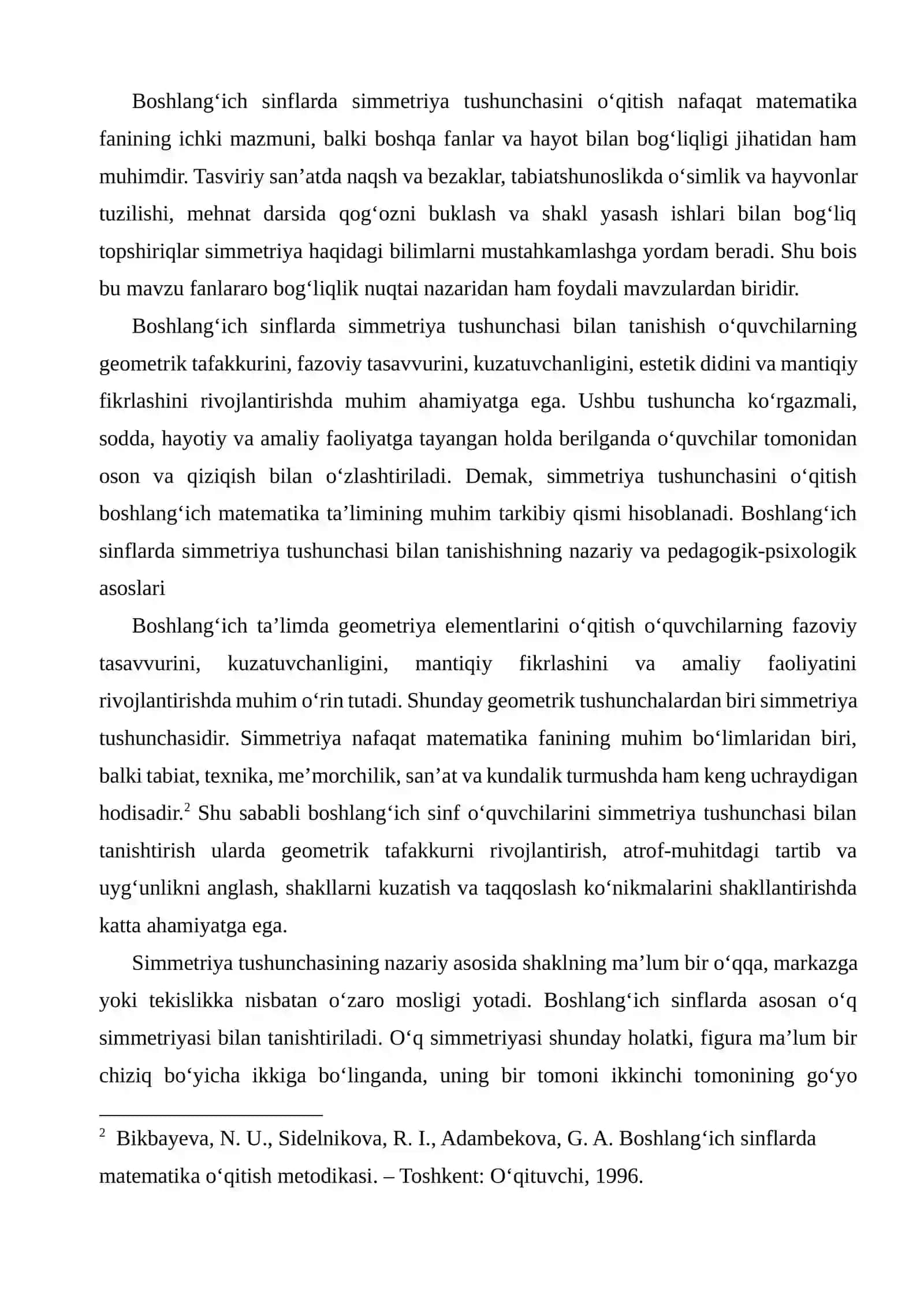 Boshlang'ich sinflarda simmetriya tushunchasi bilan tanishish.Simmetriya o'qlari.Simmetriya metodikasi 4