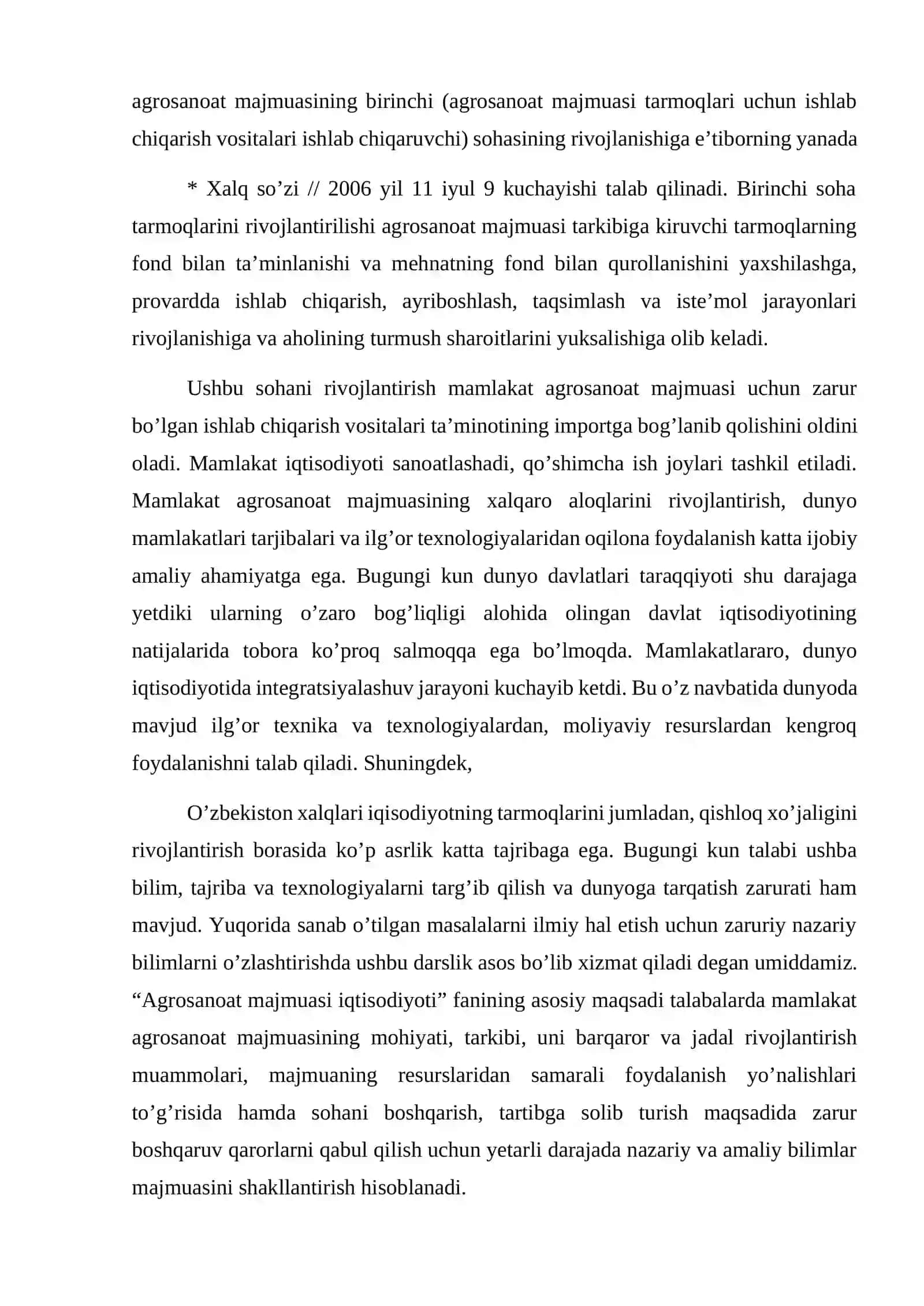 Agrosanoat majmuasini davlat tomonidan tartibga solish va qo’llab – quvvatlash 4