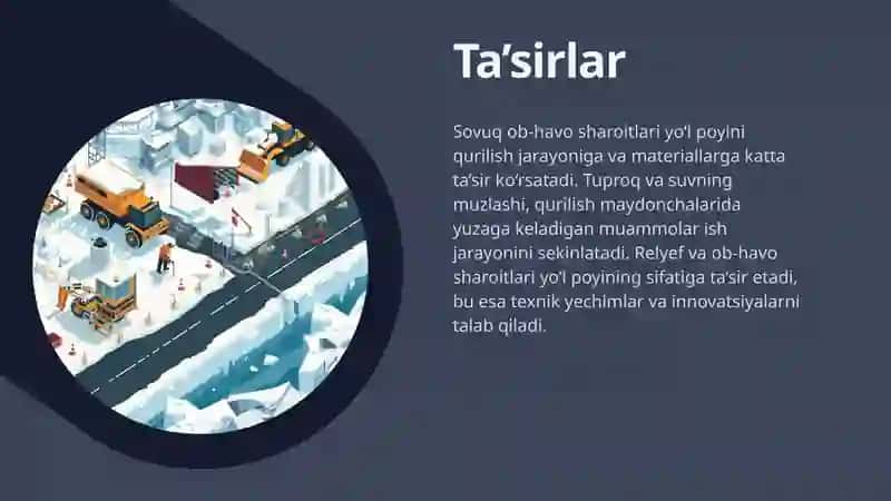Sovuq haroratli kunlarda yo‘l poyini qurish 4