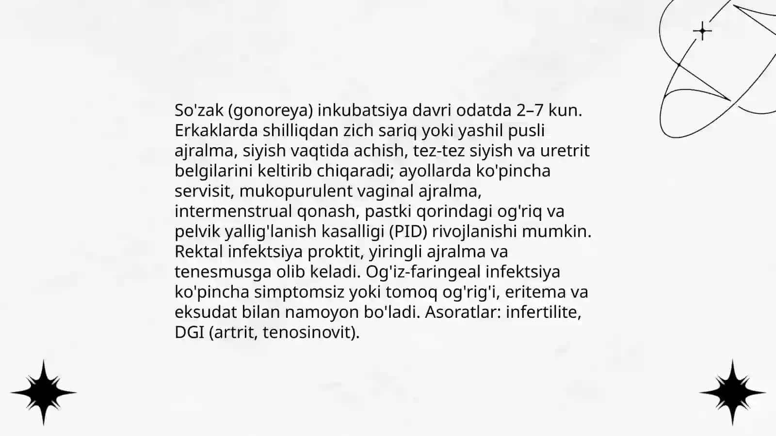 Teri-tanosil infeksiyalari(zaxm,so'zak,Xlamidiya,mikoplazma va b.) Va og'iz bo'shlig'idagi o'zgarishlar 4