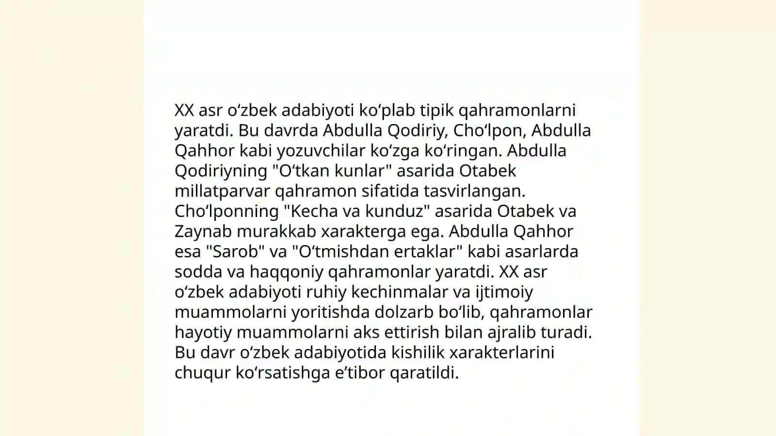XX asr oʻzbek adabiyoti 4