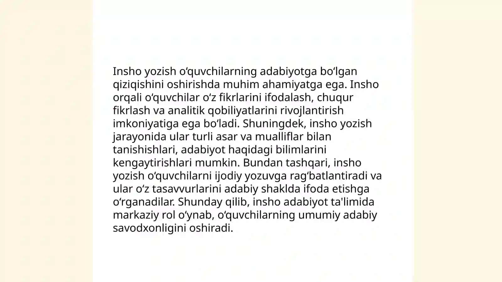 Adabiy ta’limda insho. Sodda va murakkab koʻrinishdagi rejalar 4