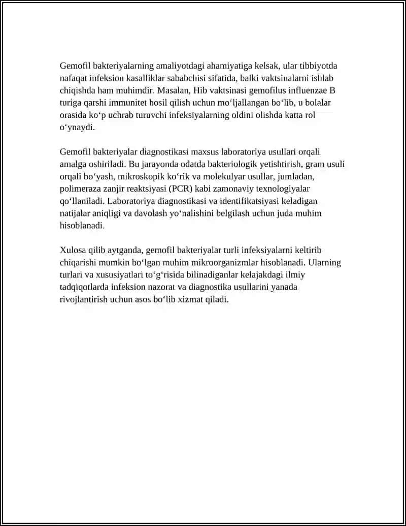 GEMOFIL BAKTERIYALAR ULARNI AMALIYOTDAGI AHAMIYATI VA DIAGNOSTIKASI 4