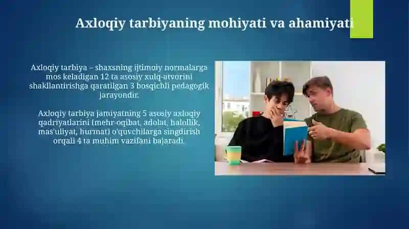 O'quvchilarning axloqiy tarbiyalanganligini tashxis etish metodi 4