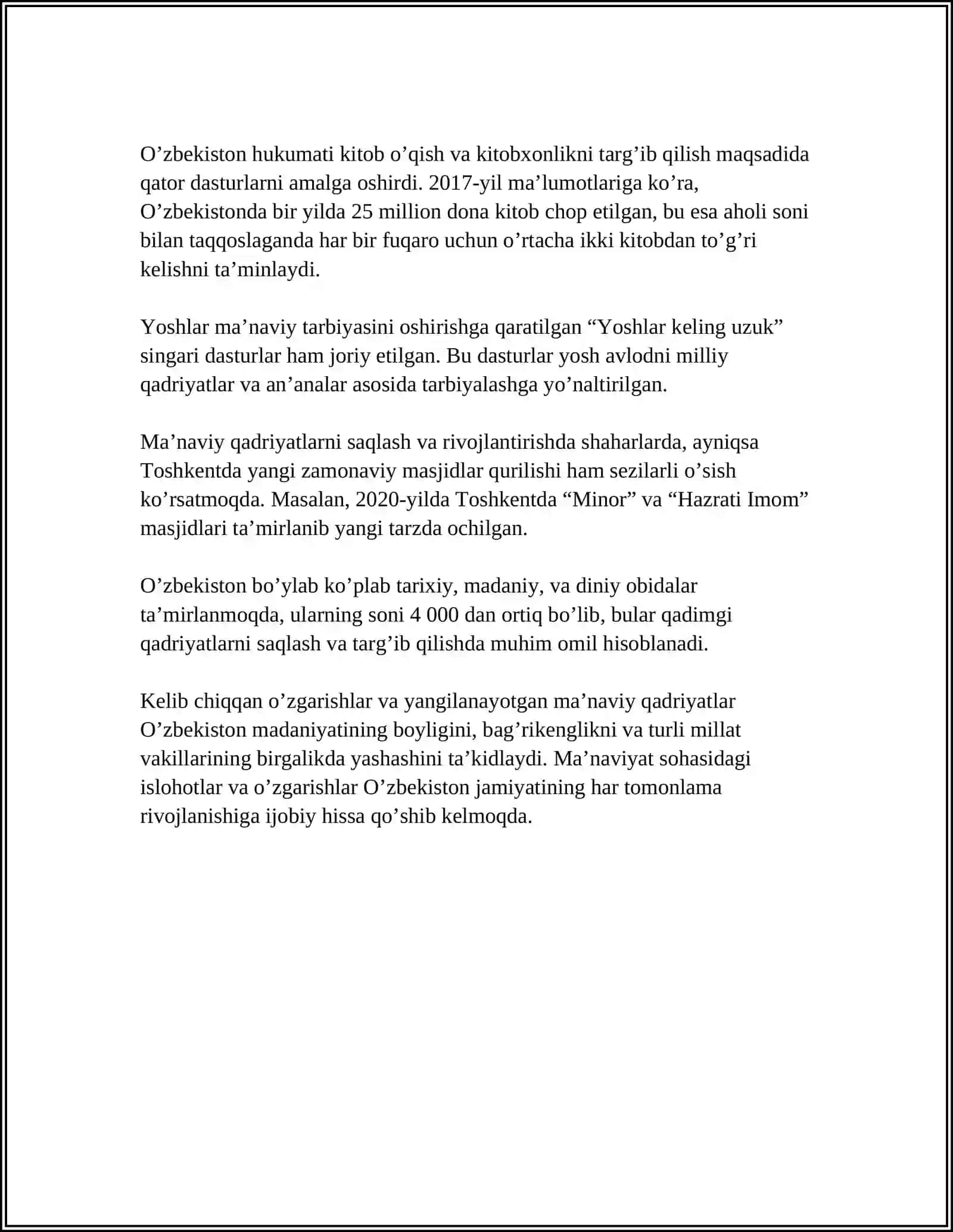 O’zbekistondagi Ma’naviy va Madaniy Taraqqiyot 4
