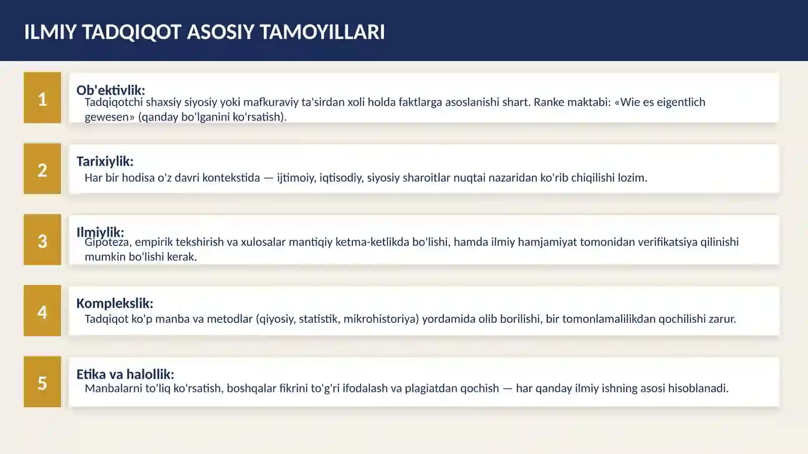 TARIX FANI ILMIY TADQIQOT ISHLARINI TASHKILLASHTIRISH TAMOYILLARI 4