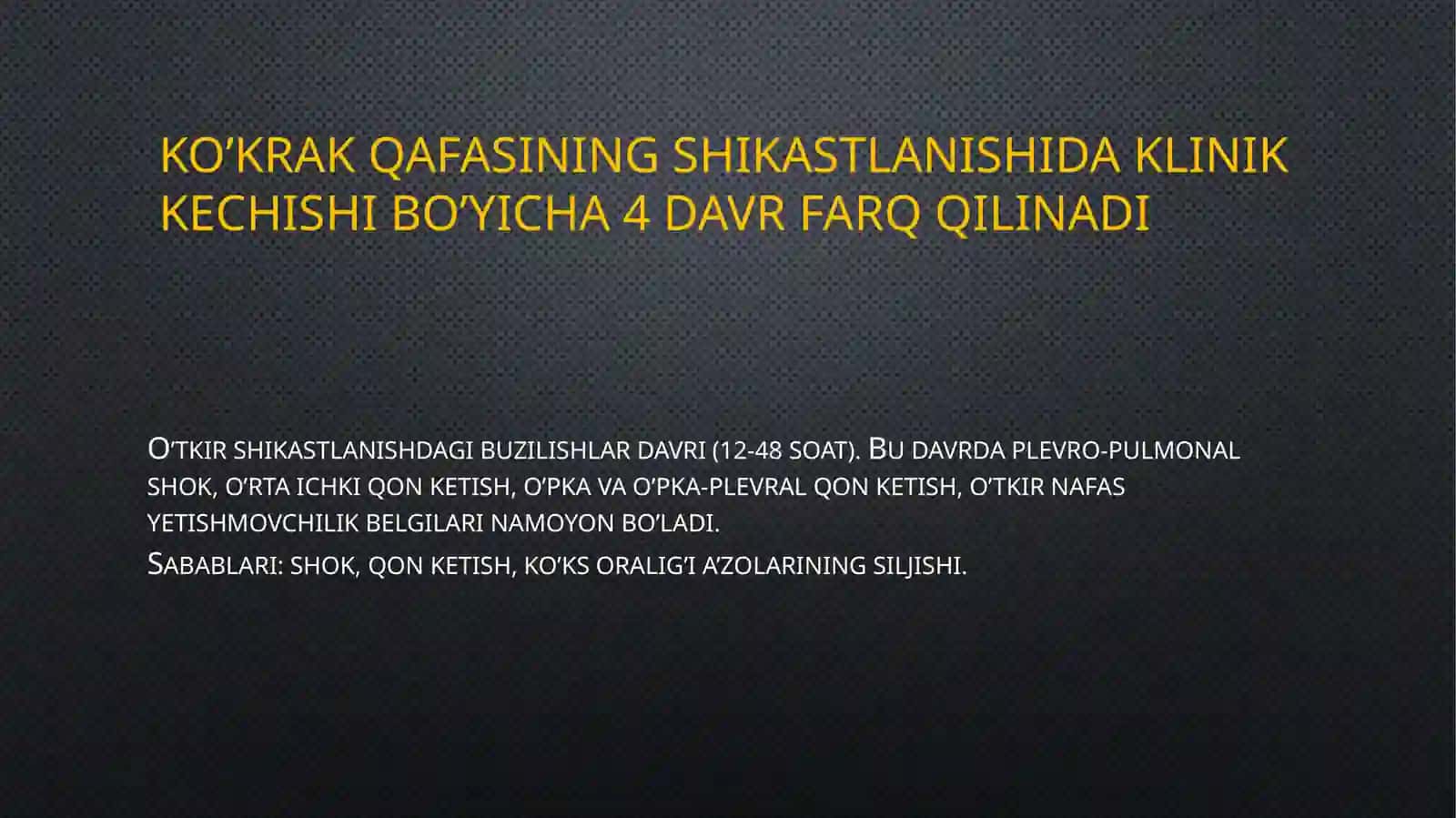BOLALARDA KO’KRAK QAFASI A’ZOLARINING YOPIQ SHIKASTLANISHI 4