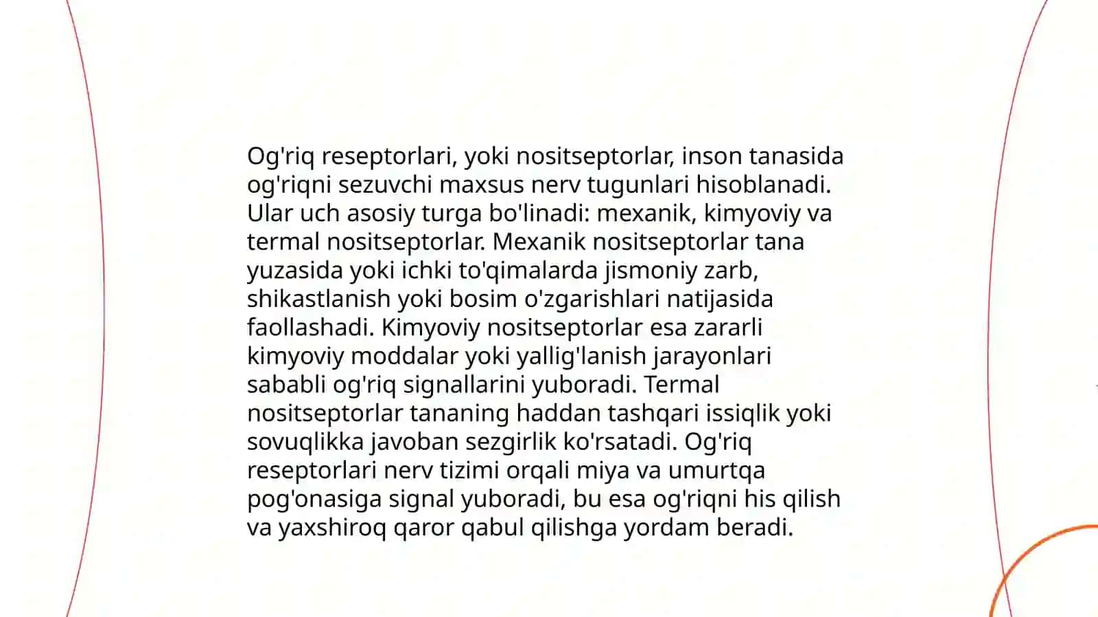 Og'riq reseptorlari. Visseroretseptorlar. Proprioretseptorlar 4