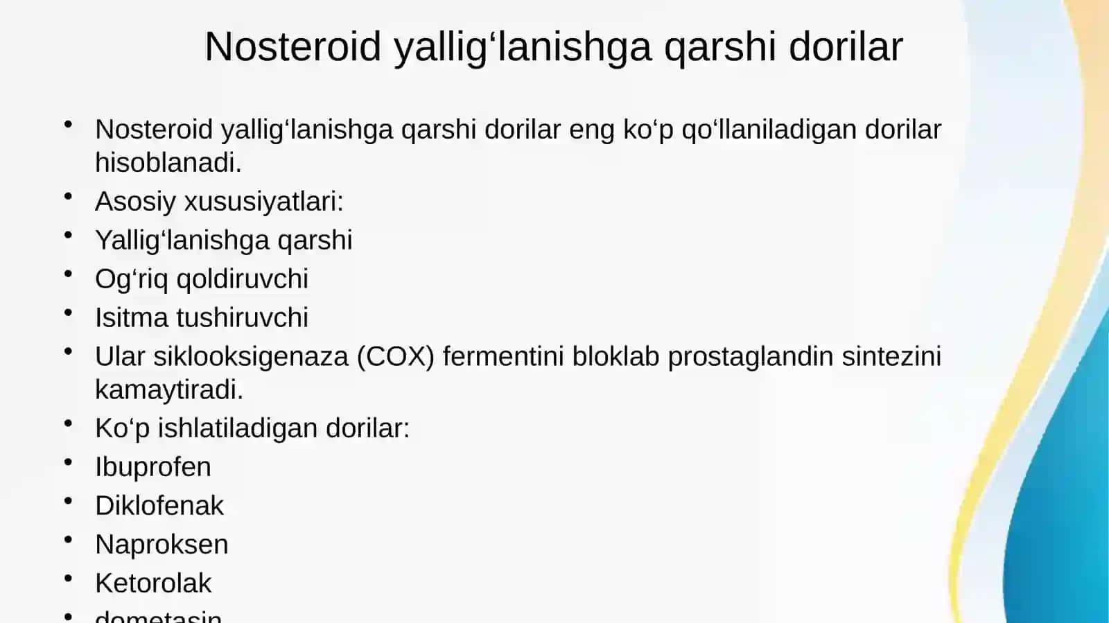 Yallig’lanishga qarshi dori vositalari klinik farmakalogiyasi 4