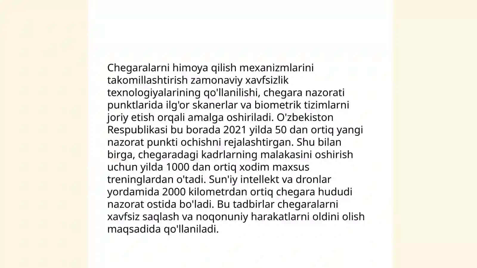 Milliy xavfsizlikni ta’minlash borasida amalga oshirilgan ishlar 4