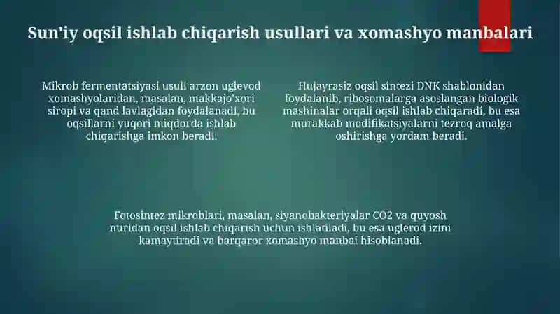 Suniyoqsilozuqamoddalarningishlabchiqarilishivakelgusidagiimkoniyatlar 4