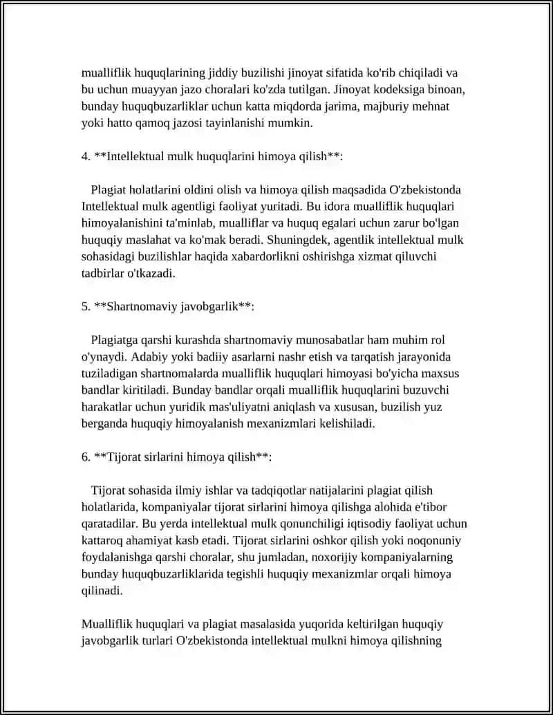 PLAGIAT UCHUN JAVOBGARLIK 4