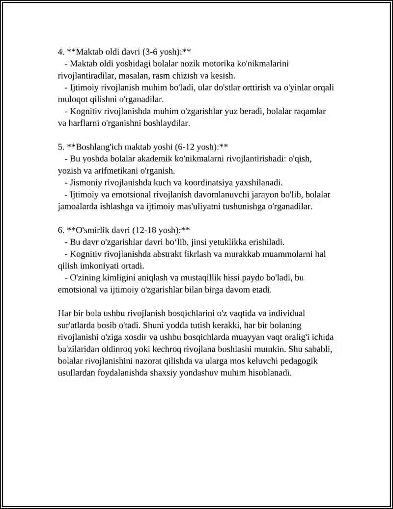 TURLI YOSHDAGI BOLALARNING RIVOJLANISHIGA XOS BOʻLGAN QONUNIYATLAR 4