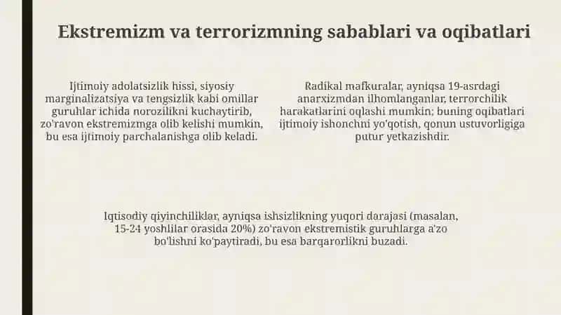 Ekstremizm va terrorizm jamiyat barqarorligiga tahdid 4