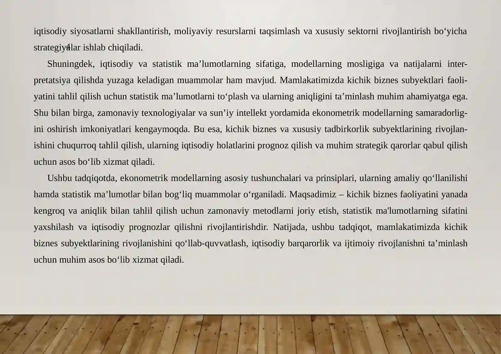 Kichik Biznes Va XuSuSiy Tadbirkorlik Subyektlari Faoliyatini Tahlil Qilishda Ekonometrik Modellardan Foydalanish 4
